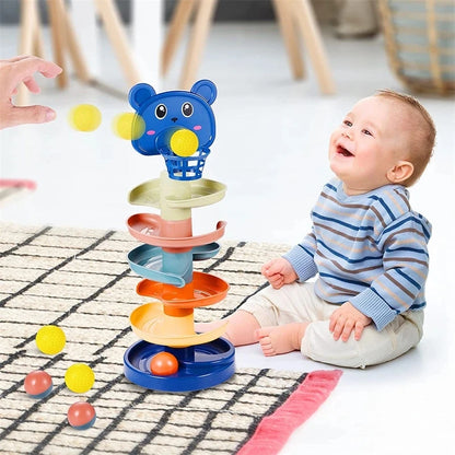 Brinquedo Montessori para Bebê - Torre de Bola Rolante, Jogo Educacional Montessori, Brinquedo de Empilhamento para Desenvolvimento do Bebê (1-3 anos)