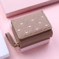 Women's Wallet Tri Fold Card Bag PU Multi Objects Pocket Short Fashion Embroidered Love Pattern Korean Minimalist New 2024