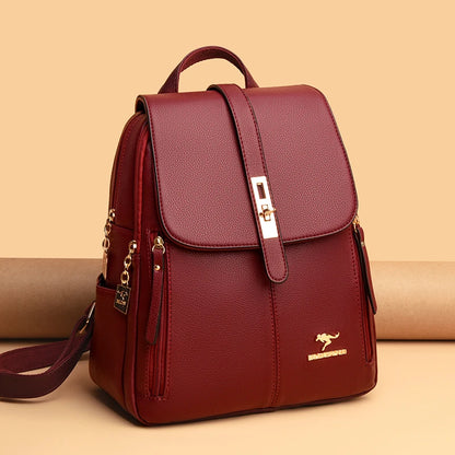 Mochila de Couro Luxuosa para Mulheres - Mochila Casual, Vintage e Elegante para Meninas e Adolescentes