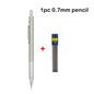 Conjunto de Lápis Mecânico 0.3, 0.5, 0.7, 0.9, 1.3, 2.0mm - Lápis Automático de Metal Completo para Desenho e Pintura com Refis para Escritório e Escola