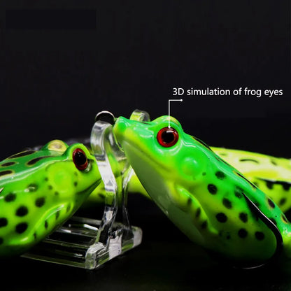 Iscas de Rã 2 peças Isca de Tubo Macio de Plástico com Ganchos Isca Soft de Superfície com Olhos 3D Ferramenta de Isca Artificial Selvagem Suspensa