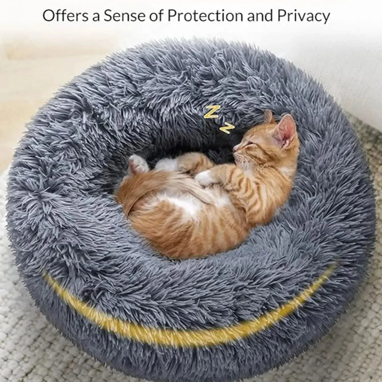 Cama Redonda para Pet 40-90cm – Cama Super Macia para Cães Grandes e Gatos, Casa para Cães de Médio Porte, Cama Aquecida de Pelúcia Longa para Inverno
