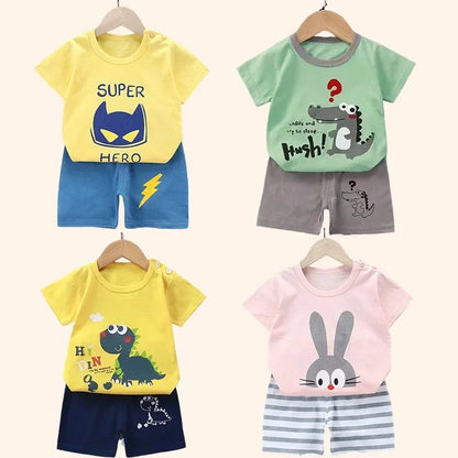 Conjunto Infantil para Filhos - Camiseta e Shorts de Algodão para Meninos e Meninas (2 Peças)